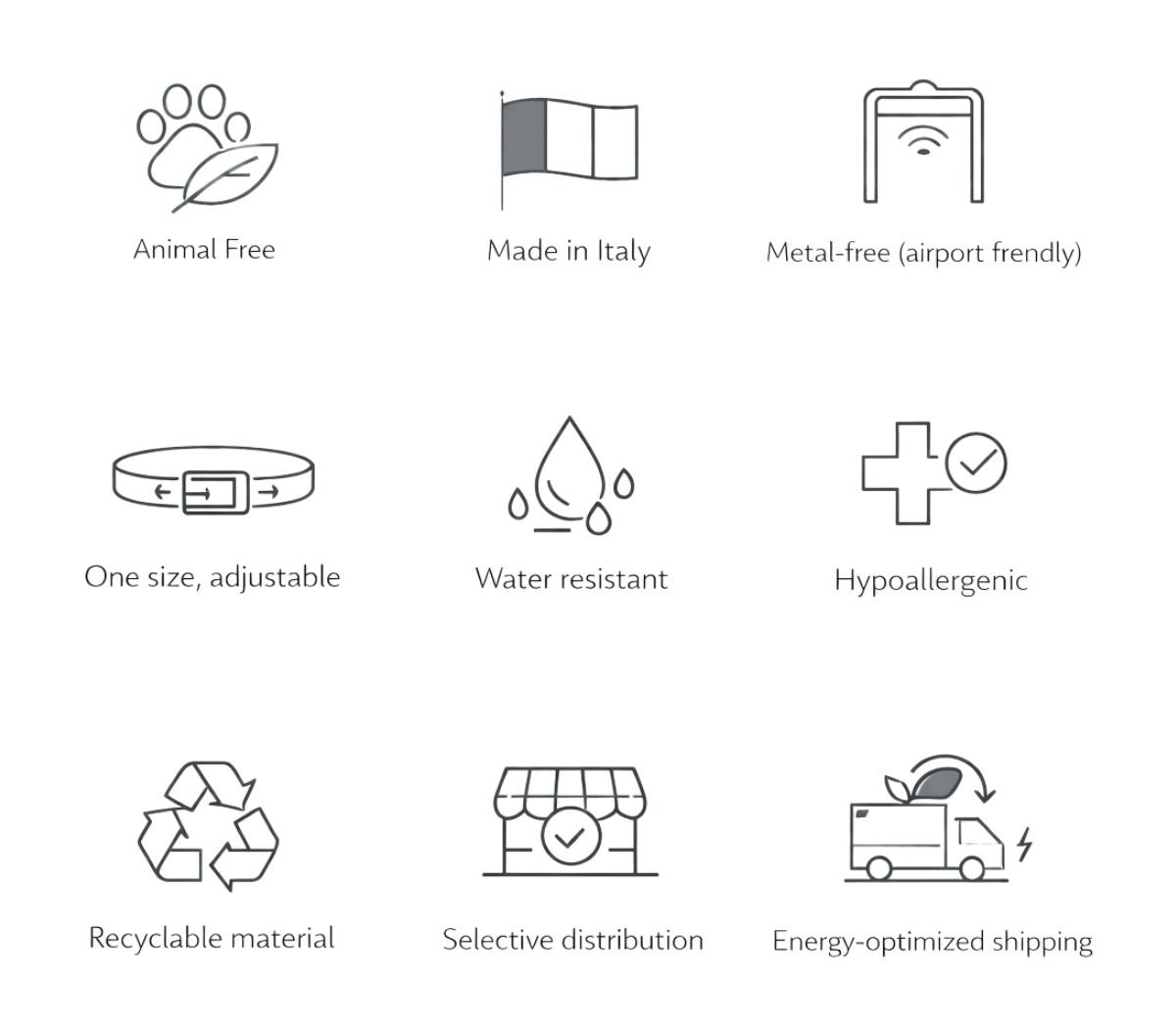 Icone caratteristiche tie-ups